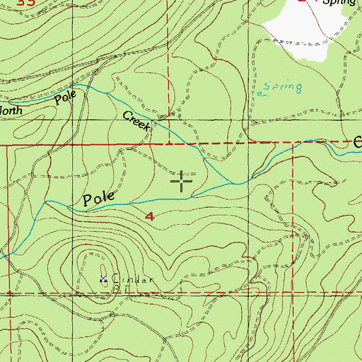Topographic Map of North Pole Creek, OR