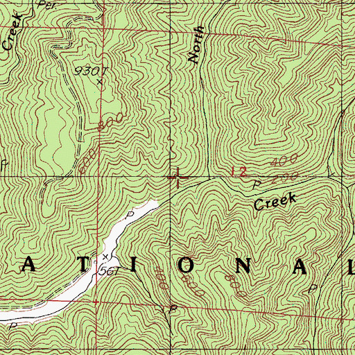 Topographic Map of North Prong Maple Creek, OR