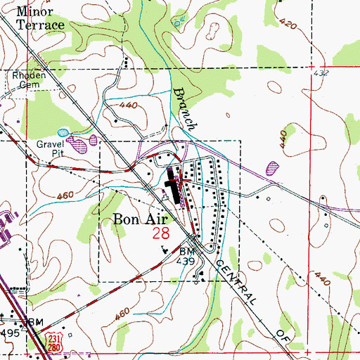 Topographic Map of Bon Air, AL