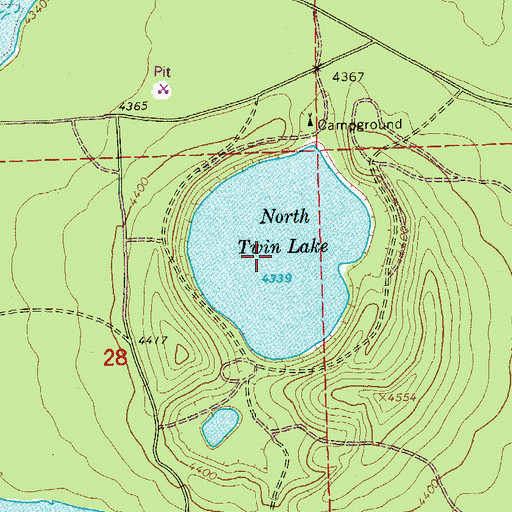 Topographic Map of North Twin Lake, OR