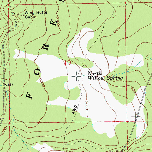 Topographic Map of North Willow Spring, OR