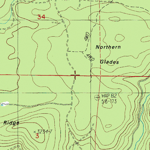 Topographic Map of Northern Glades, OR