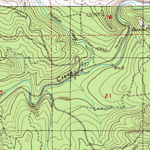 Topographic Map of Norton Creek, OR