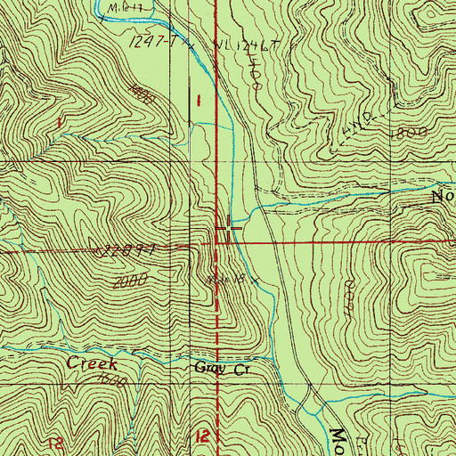 Topographic Map of Norwegian Creek, OR