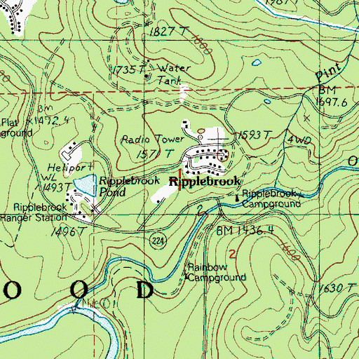 Topographic Map of Nowhere Meadow, OR