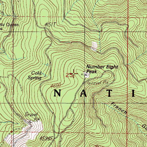 Topographic Map of Number Eight Peak, OR