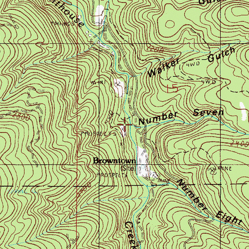 Topographic Map of Number Seven Gulch, OR