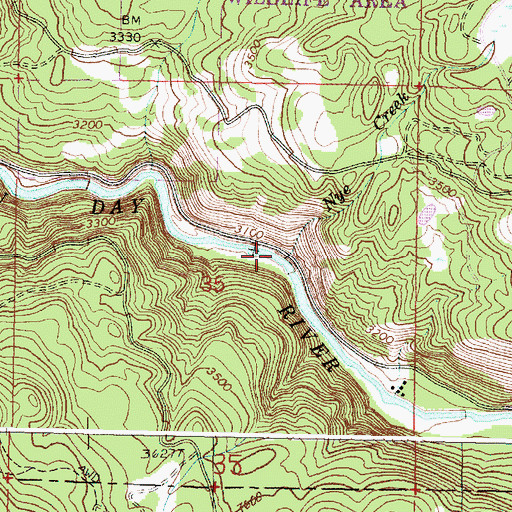 Topographic Map of Nye Creek, OR