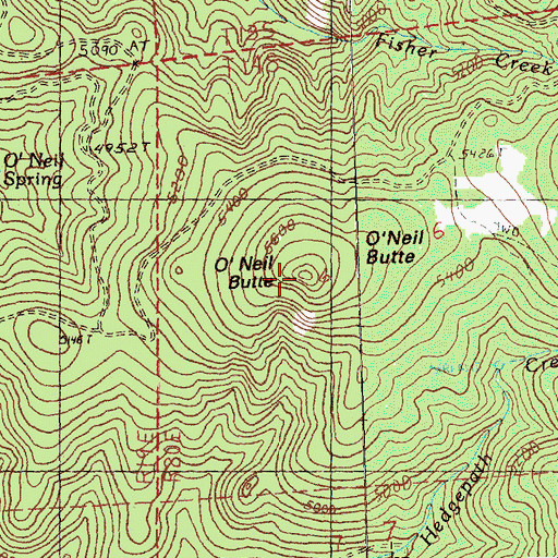Topographic Map of O'Neil Butte, OR