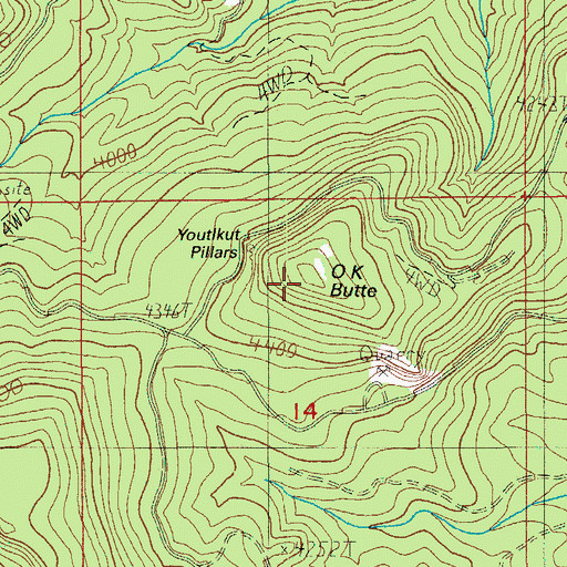 Topographic Map of OK Butte, OR