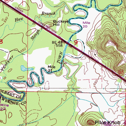 Topographic Map of Bond Branch, AL