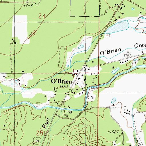 Topographic Map of O'Brien, OR