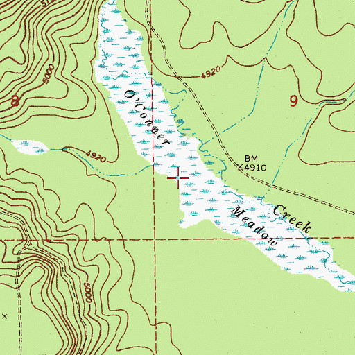 Topographic Map of O'Conner Meadow, OR