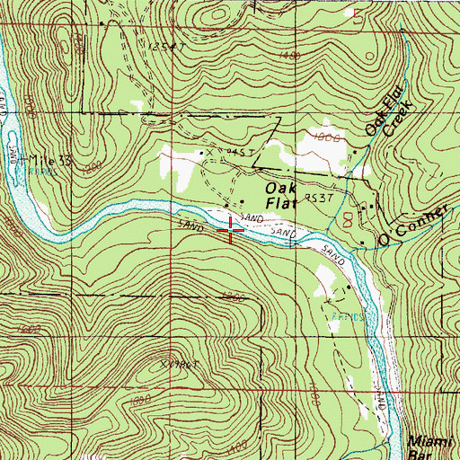 Topographic Map of Oak Flat, OR