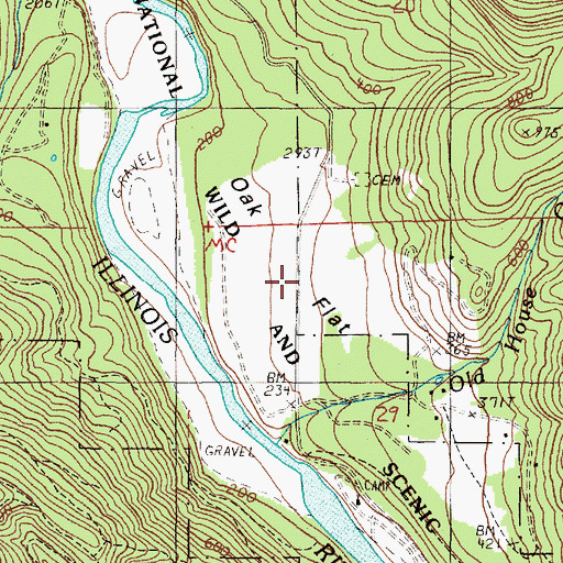 Topographic Map of Oak Flat, OR
