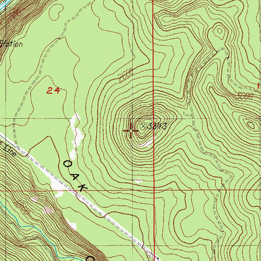 Topographic Map of Oak Flat Lookout, OR