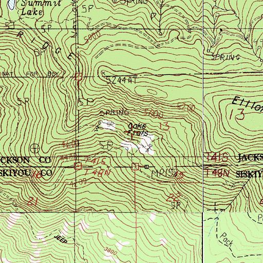 Topographic Map of Oak Flats, OR
