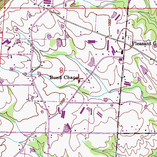 Topographic Map of Bond Chapel, AL