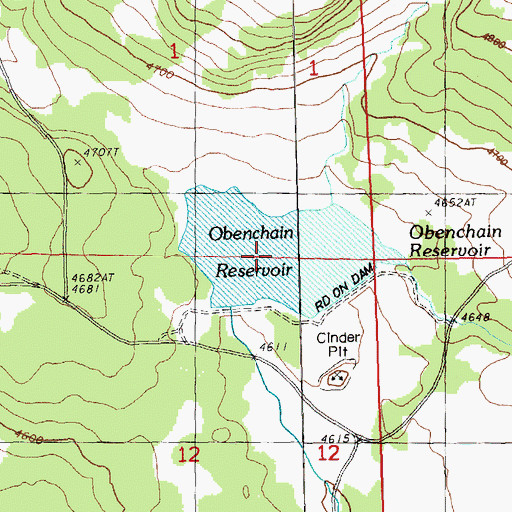 Topographic Map of Obenchain Reservoir, OR
