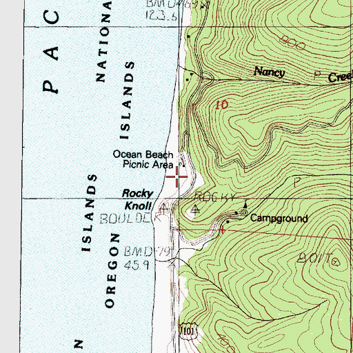 Topographic Map of Ocean Beach Recreation Site, OR