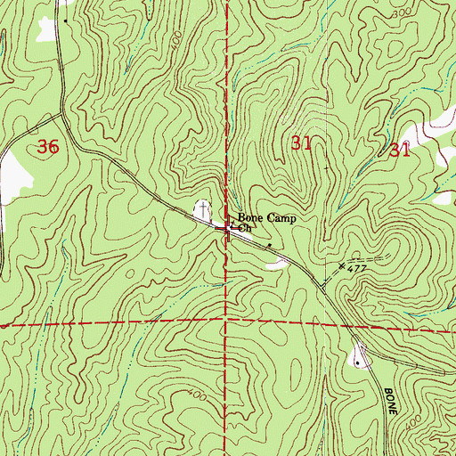 Topographic Map of Bone Camp Church, AL