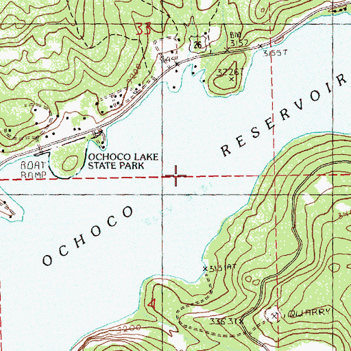 Topographic Map of Ochoco Reservoir, OR