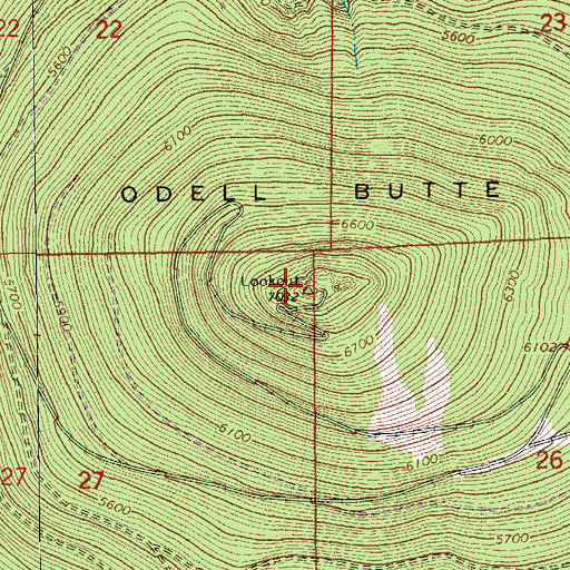 Topographic Map of Odell Butte, OR