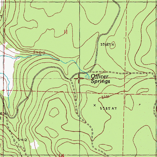Topographic Map of Officer Springs, OR
