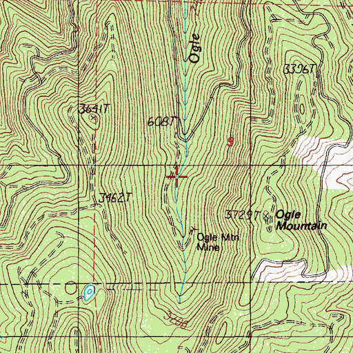 Topographic Map of Ogle Mountain Mine, OR