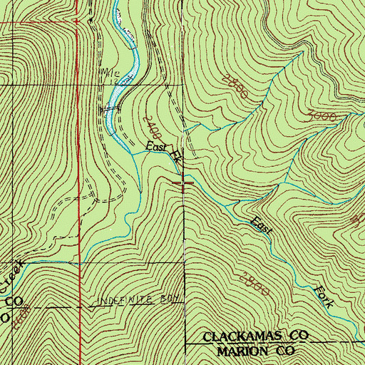 Topographic Map of Ogre Creek, OR