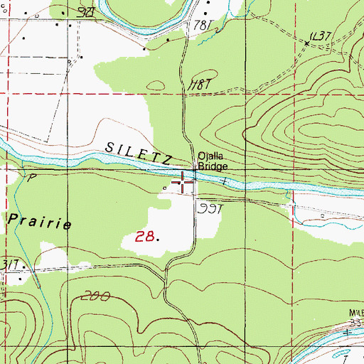 Topographic Map of Ojalla Bridge, OR