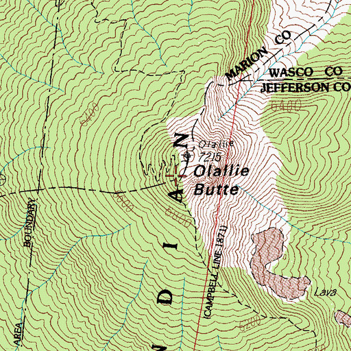 Topographic Map of Olallie Butte, OR