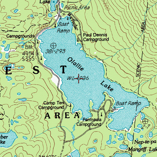 Topographic Map of Olallie Lake, OR