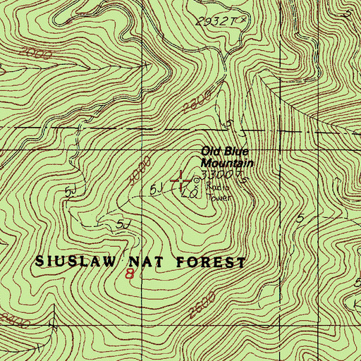 Topographic Map of Old Blue Mountain, OR