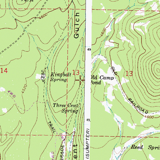 Topographic Map of Old Camp Pond, OR
