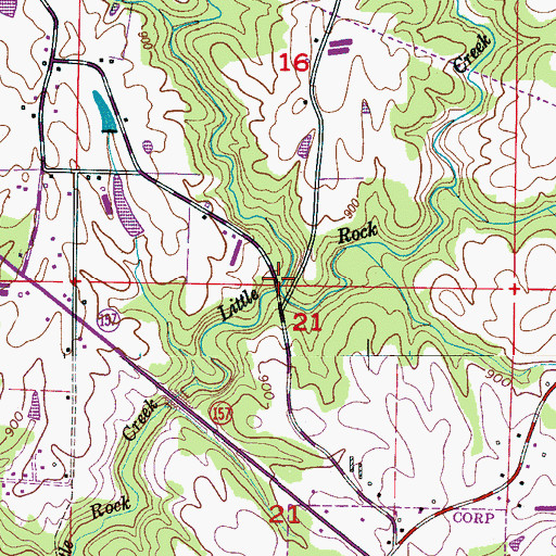 Topographic Map of Bone Creek, AL