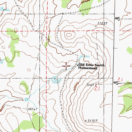 Topographic Map of Old Dole Smith Homestead, OR