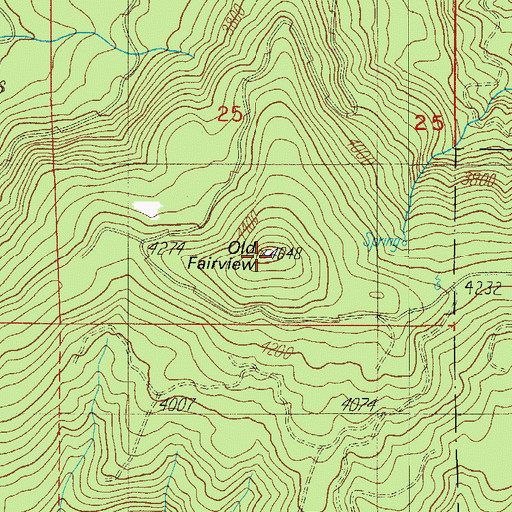 Topographic Map of Old Fairview, OR