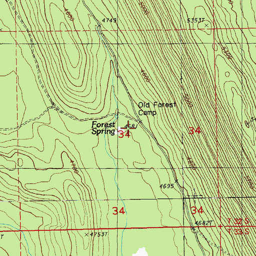 Topographic Map of Old Forest Camp, OR