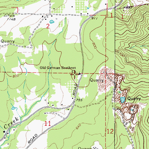 Topographic Map of Old German Brethren Church, OR
