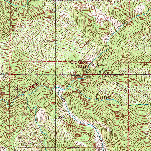 Topographic Map of Old Glory Mine, OR