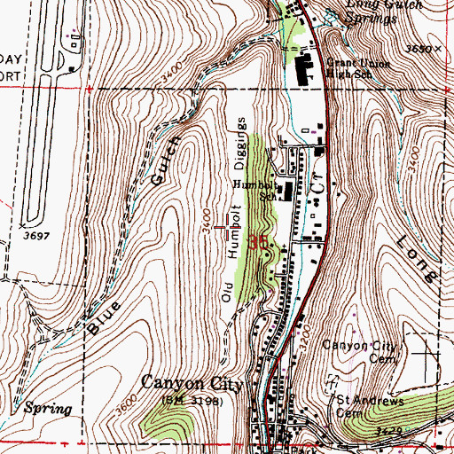Topographic Map of Old Humbolt Diggings, OR