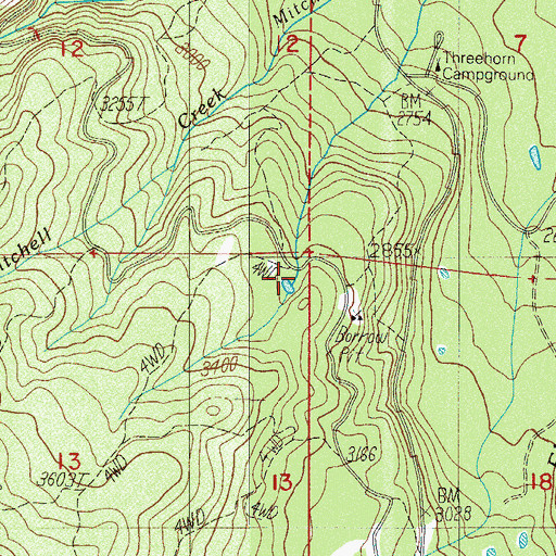 Topographic Map of Old Johnson Mill (historical), OR