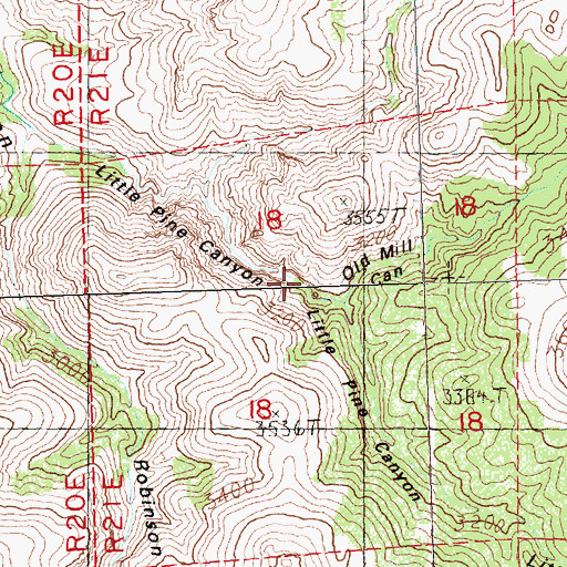 Topographic Map of Old Mill Canyon, OR