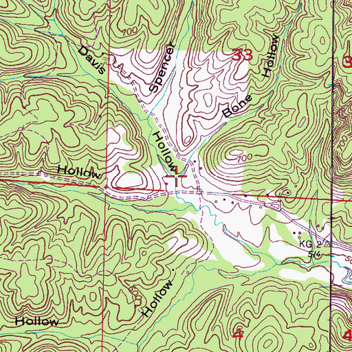 Topographic Map of Bone Hollow, AL