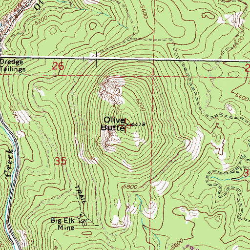 Topographic Map of Olive Butte, OR