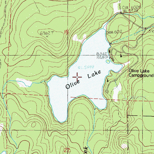 Topographic Map of Olive Lake, OR