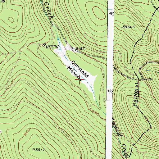 Topographic Map of Olmstead Meadow, OR