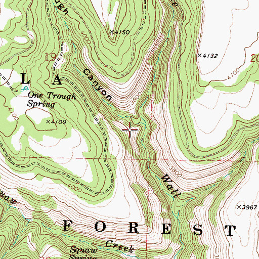 Topographic Map of One Trough Canyon, OR