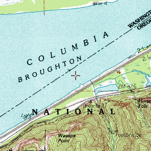 Topographic Map of Oneonta Creek, OR
